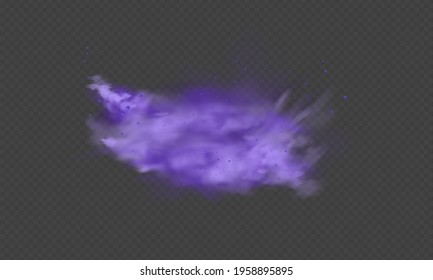 Purple dust. Abstract blurry smoke with purple particles. Violet smoke or dust isolated on transparent background. Abstract mystical gas. Vector illustration