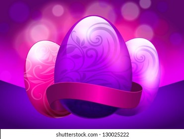 Purple easter eggs with flowers