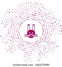 Purple Easter rabbit icon isolated on white background. Easter Bunny. Abstract circle random dots. Vector Illustration