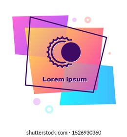 Purple Eclipse of the sun icon isolated on white background. Total sonar eclipse. Color rectangle button. Vector Illustration