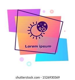 Purple Eclipse of the sun icon isolated on white background. Total sonar eclipse. Color rectangle button. Vector Illustration