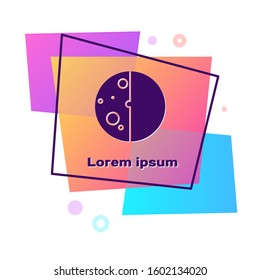 Purple Eclipse of the sun icon isolated on white background. Total sonar eclipse. Color rectangle button. Vector Illustration