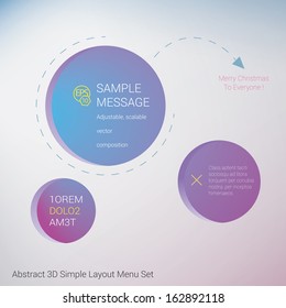 Purple edit of abstract 3d simple layout menu set adjustable simple layout vector composition minimal circles with 3d border with round shaped frames for print & web & infographics & brochure design