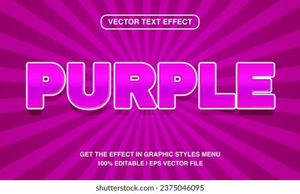 Plantilla de efecto de texto morado editable, estilo de texto de dibujos animados 3d, vector premium	