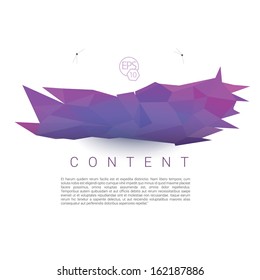 Purple edition of a horizontal positioned vertical middle aligned abstract geometric colorful stylish minimal scalable vector banner element for web, print, brochure, infographics illustration 