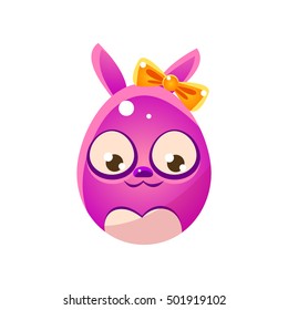 Purple Egg Shaped Easter Bunny With Bow