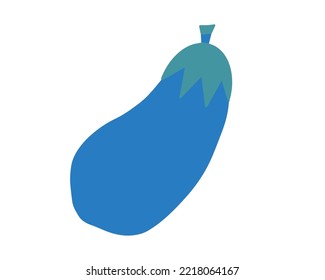 Purple eggplant flat illustration on an isolated white background for children's educational books. Learning colors. Simple vegetable image for School design