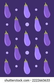 Purple eggplant flat vector wallpaper. Cute purple eggplant cartoon vector wallpaper for graphic design, illustration, and decorative element