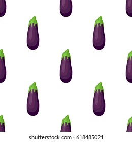 Purple eggplant seamless pattern. Made in cartoon flat style. Natural, fresh vegetable. Vegetarian nutrition.