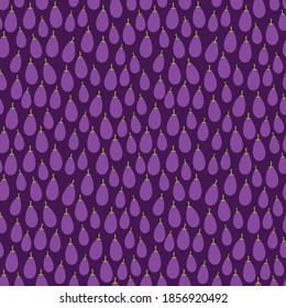 Purple eggplant seamless pattern, on dark violet background. Can be used for Gift wrap fabrics, wallpapers, food packaging. Vector