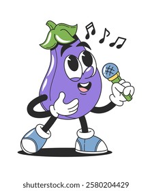 Purple eggplant vegetable groovy character