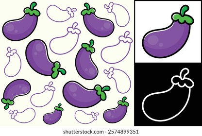 Purple eggplant vegetable icon pattern design vector, eps 10, editable.