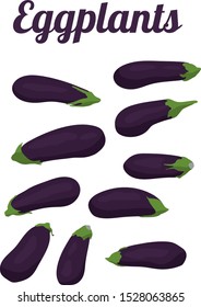 Purple eggplants set vector illustration eps
