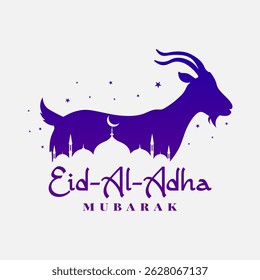 Roxo Eid Al Adha Cabra Silhueta com Mesquita Estrelas Design