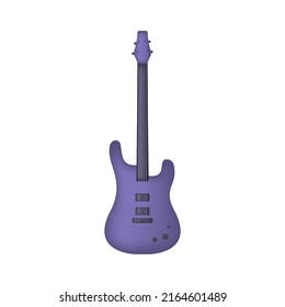 Purple electric 3d guitar isolated on white background. Vector illustration