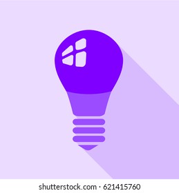 Purple electric bulb icon. Flat illustration of purple electric bulb vector icon for web
