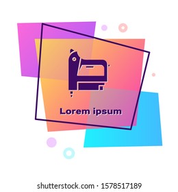 Purple Electric construction stapler icon isolated on white background. Working tool. Color rectangle button. Vector Illustration