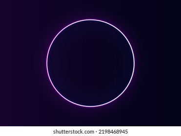 Purple Electric Light For Banner. Round Circle Picture Frame With Two Tone Neon Color Shade Motion Graphic. Violet Light Moving. Pink, Blue Glow Rings. Glowing Neon Line In Form Circular Path. Vector.