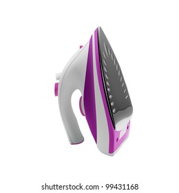 purple electric steam iron  isolated on white background