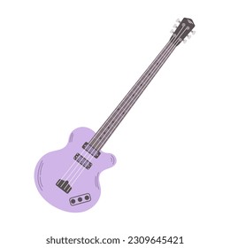 Purple electrical guitar isolated on a white background. String musical instruments illustration.