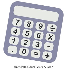 Calculadora electrónica púrpura de estilo plano. 