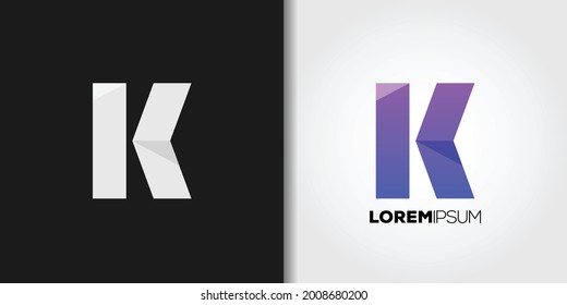 pintura vectorial de la plantilla del logotipo de k elegante púrpura