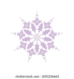 Purple elegant snowflake on white background. Winter holidays design element. Vector illustration.