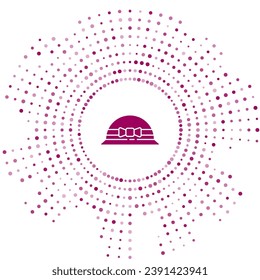 Purple Elegant women hat icon isolated on white background. 8 March. International Happy Women Day. Abstract circle random dots. Vector Illustration