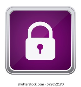 purple emblem lock icon, vector illustraction design image