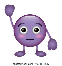 purple emoticon cartoon face astonished character