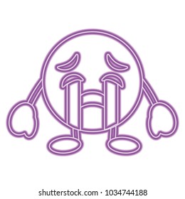 purple emoticon cartoon face crying character