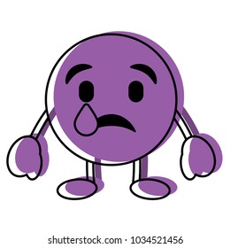 purple emoticon cartoon face depressive tear character
