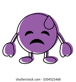 Purple Emoticon Cartoon Face Depressive Tear Stock Vector (Royalty Free ...