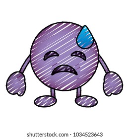 purple emoticon cartoon face depressive tear character