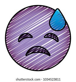 purple emoticon cartoon face depressive tear
