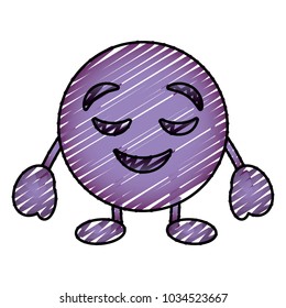 purple emoticon cartoon face grinning closed eyes character