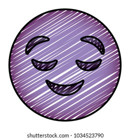 purple emoticon cartoon face grinning closed eyes