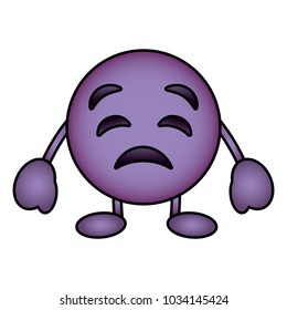 purple emoticon cartoon face sad character
