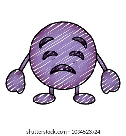 purple emoticon cartoon face sad character