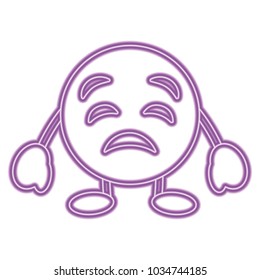 purple emoticon cartoon face sad character