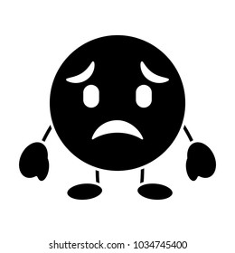 purple emoticon cartoon face sad character