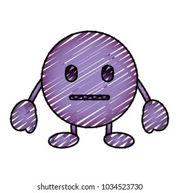 purple emoticon cartoon face speechless character
