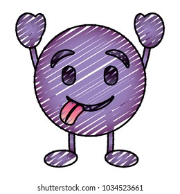 purple emoticon cartoon face tongue out character