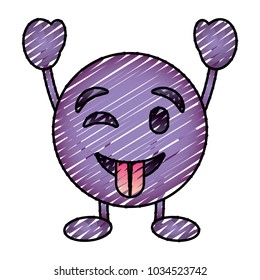 purple emoticon cartoon face tongue out character