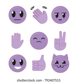 Purple emoticon icon set