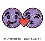 purple emoticons faces tongue out and kiss