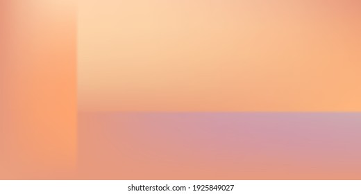 Purple Empty Soft Smooth Watercolor Colorful Surface. Modern Sunrise Smooth Geometric Surface Backdrop. Orange Pink Pastel Blurred Background. Yellow Blank Sunset Gradient Mesh Screens Illustration.
