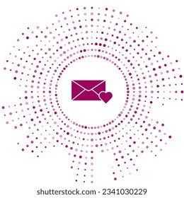 Purple Envelope with 8 March icon isolated on white background. Message love. Letter love and romance. International Happy Women Day. Abstract circle random dots. Vector Illustration