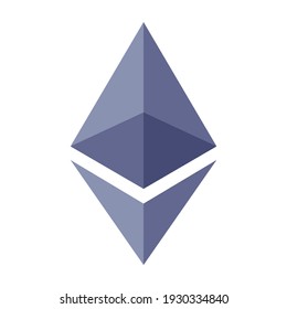 Purple Ethereum Crystal Or Ether Cryptocurrency Flat Vector Icon For Apps And Websites