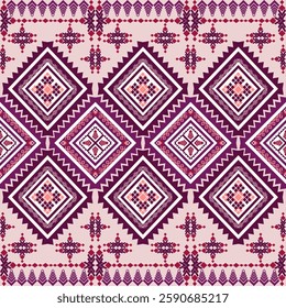 Purple Ethnic, oSeamless pattern, Tribe, Motifs, Fabric weaves, Bandana print silk, Sarong, Pattern design for  Decoration, Textile, Wrap, Decorative 